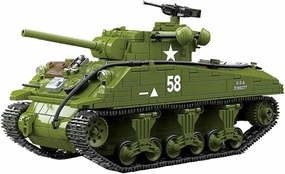 M4A3 Sherman Medium Tank Toys Building Kit,WW2 Military Historical Collection Model,Creative Roleplay Collectible Toys Gift for Adult(1175 Pcs)