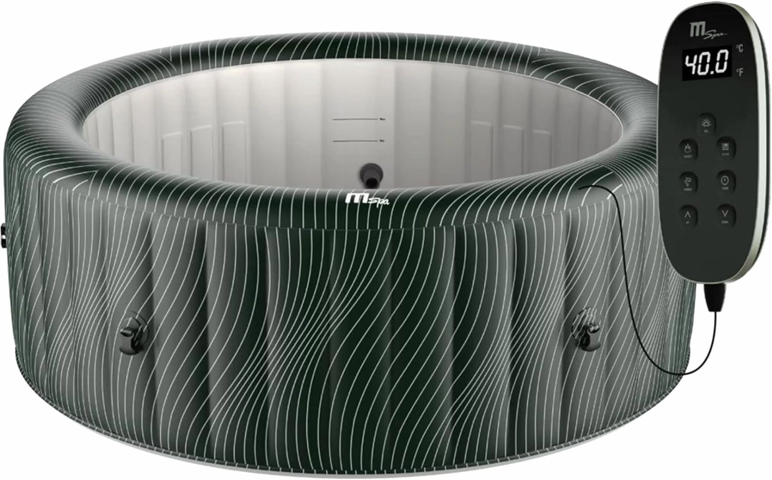 M Spa Round Inflatable Bubble Massage Spa, 4 to 6 Person Outdoor Hot Tub with LED Lights, Meteor