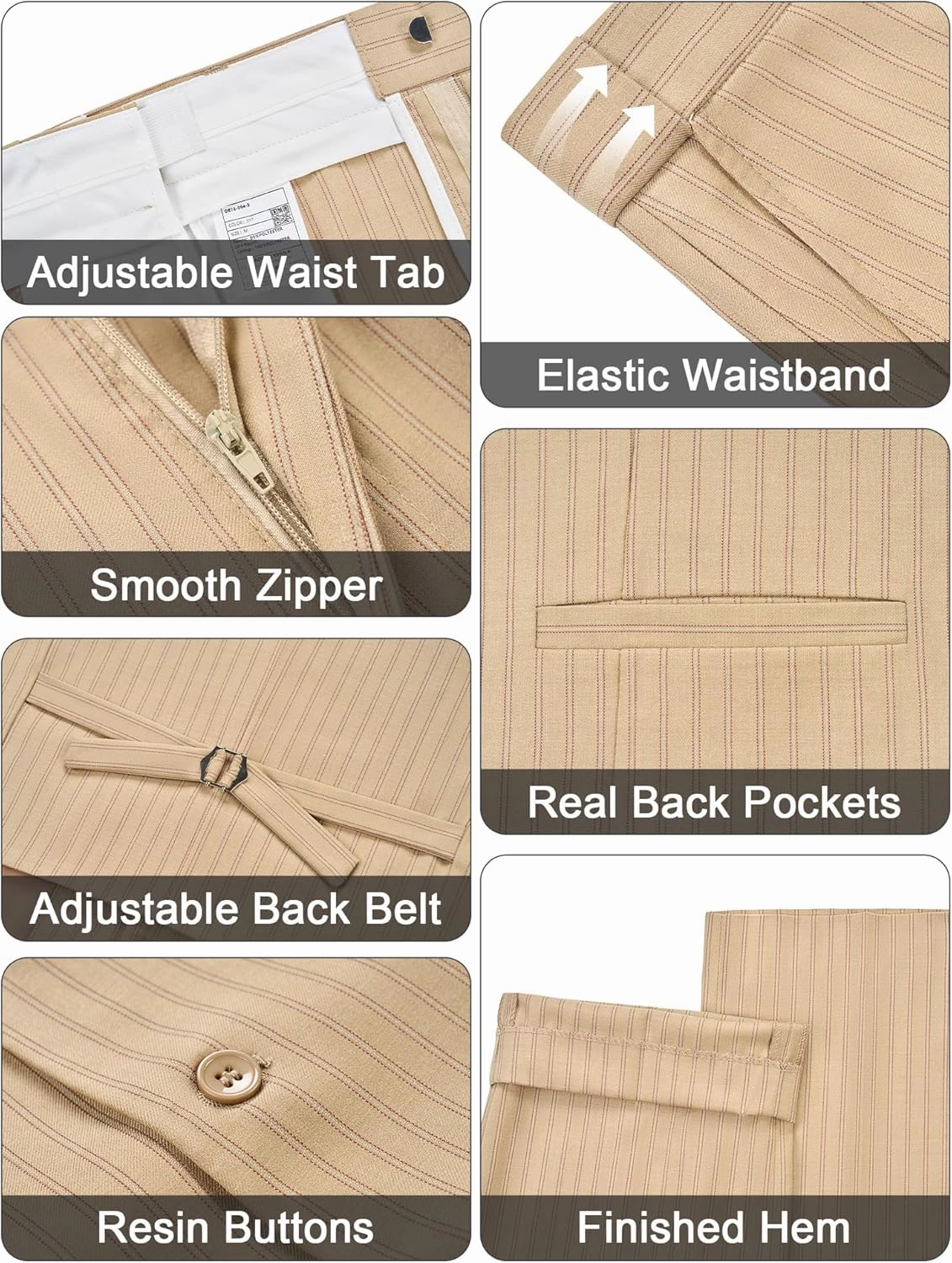 MAGE MALE Men’s Pinstripe 3 Piece Suit Slim Fit Elegant Single Breasted Business Wedding Party Blazer Vest& Pants Set