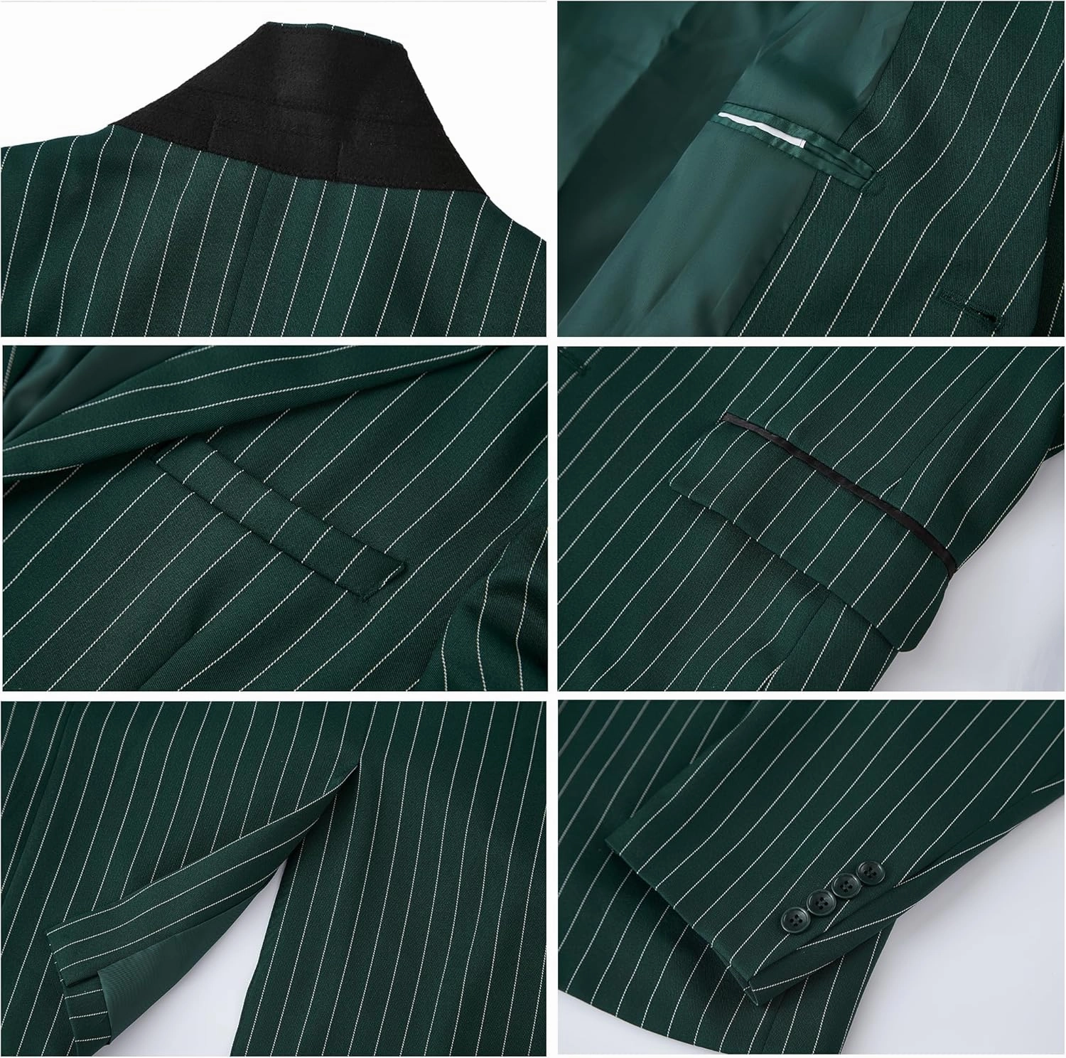 MAGE MALE Men’s Pinstripe 3 Piece Suit Slim Fit Elegant Single Breasted Business Wedding Party Blazer Vest& Pants Set