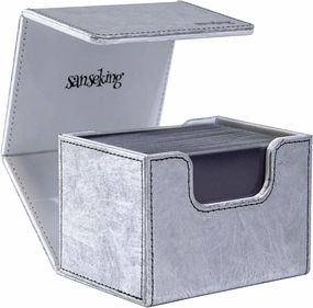 Magic Card Deck Box for MTG Single Deck Card Box fits 100  TCG Sleeved Cards Tyvek® Paper Card Box Top Loading Card Boxes Magic Gift for MTG TCG CCG (Horizontal,Silver)
