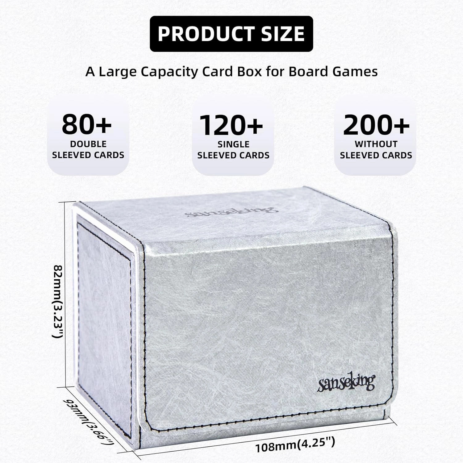 Magic Card Deck Box for MTG Single Deck Card Box fits 100  TCG Sleeved Cards Tyvek® Paper Card Box Top Loading Card Boxes Magic Gift for MTG TCG CCG (Horizontal,Silver)