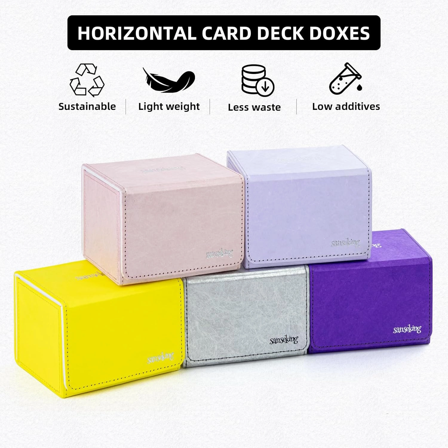 Magic Card Deck Box for MTG Single Deck Card Box fits 100  TCG Sleeved Cards Tyvek® Paper Card Box Top Loading Card Boxes Magic Gift for MTG TCG CCG (Horizontal,Silver)