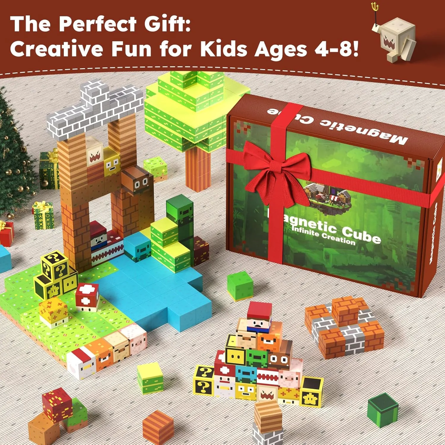 Magnetic Blocks - 120PCS The Plumber is Out - 1" Creative Magnetic Building Cubes Gift Set for Kids Ages 4-8