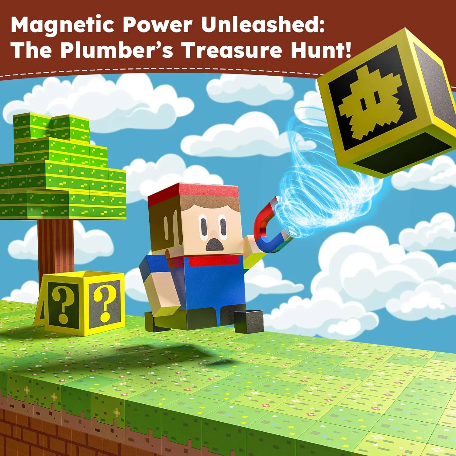 Magnetic Blocks - 120PCS The Plumber is Out - 1" Creative Magnetic Building Cubes Gift Set for Kids Ages 4-8