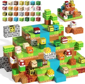 Magnetic Blocks - 120PCS The Plumber is Out - 1" Creative Magnetic Building Cubes Gift Set for Kids Ages 4-8