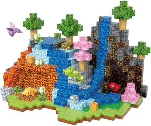 Magnetic Blocks Building Toys, 1" Light Up Dinosaur Building Blocks Magnet Cubes Tiles for Toddlers Boys Girls 3 , Build Jurrasic Scenes STEM Sensory Construction Toys