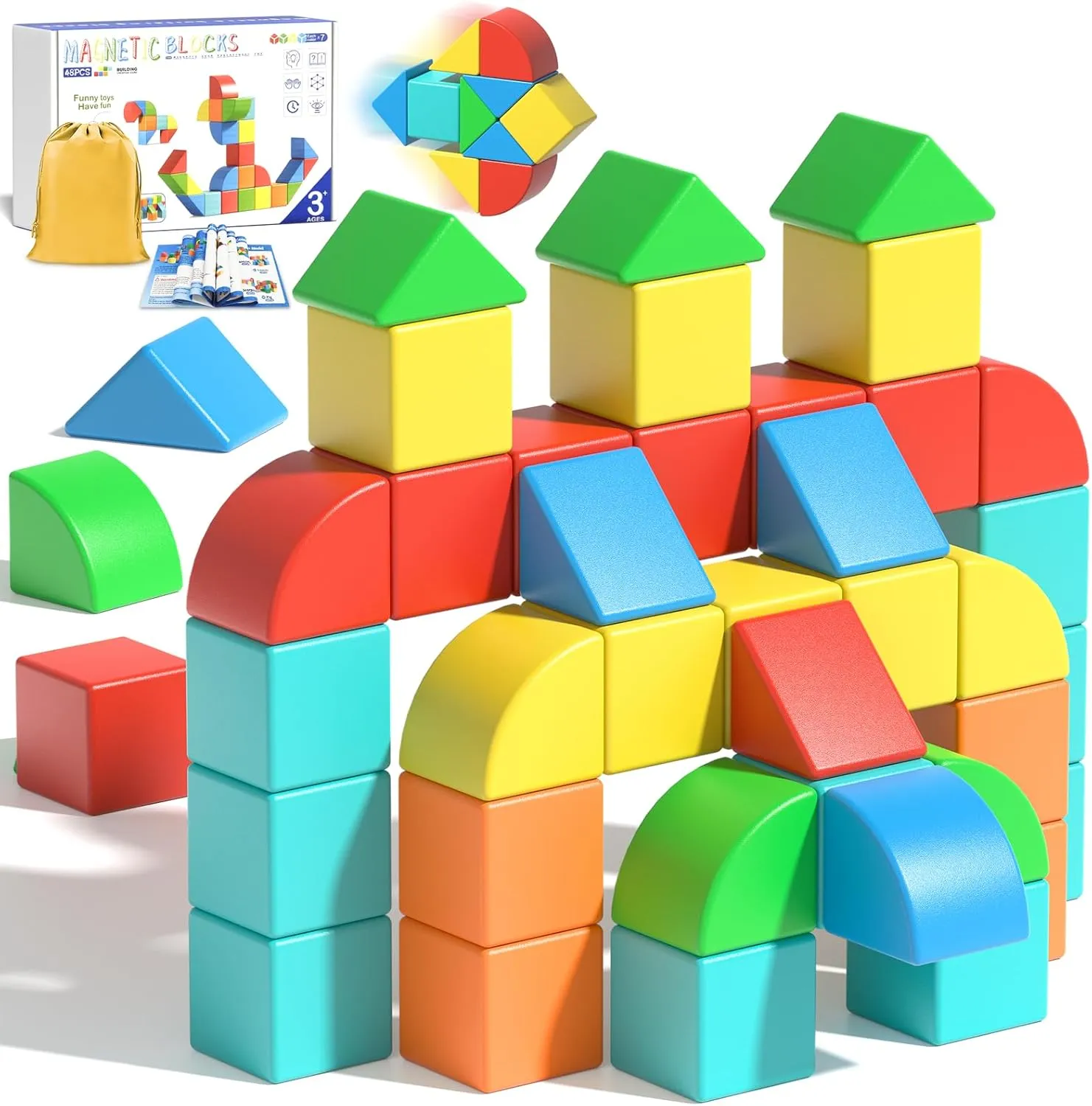 Magnetic Blocks Toddler Toys Educational Sensory Construction Magnet Building 1.34in Cubes Toy for Creative 3D STEM Learning, Montessori Gift for Ages 3  Year Old Boys Girls Kids