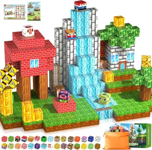 Magnetic Blocks,120PCS Magnetic Building Blocks Cube Constructions Sensory Toys for Kids Tiles Toys for Boys & Girls 3 4 5 6 7 8 9 10 Year Old,STEM Birthday Gifts for Toddlers Outdoor Travel