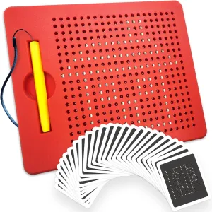 Magnetic Drawing Board for Kids - Includes Magnet Board, Attached Stylus Pen, 25 Double-Sided Ideas Cards - Fun Travel & Car Ride Activities