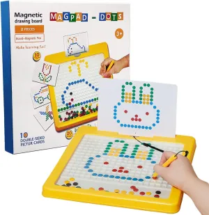 Magnetic Drawing Board for Toddlers Kids with Magnetic Pen and Beads Large Doodle Board Tablet Toy Dot Art, Montessori Educational Preschool Toy for 3 4 5 6 7 8 Year Old