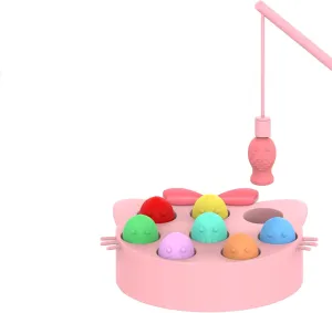 Magnetic Silicone Fishing Toy for Kids – Cat-Shaped Fishing Board with 8 Colorful Fish and 2 Fishing Rods, BPA-Free Safe Silicone Material, Montessori Learning Toy for Toddler Fine Motor Skills