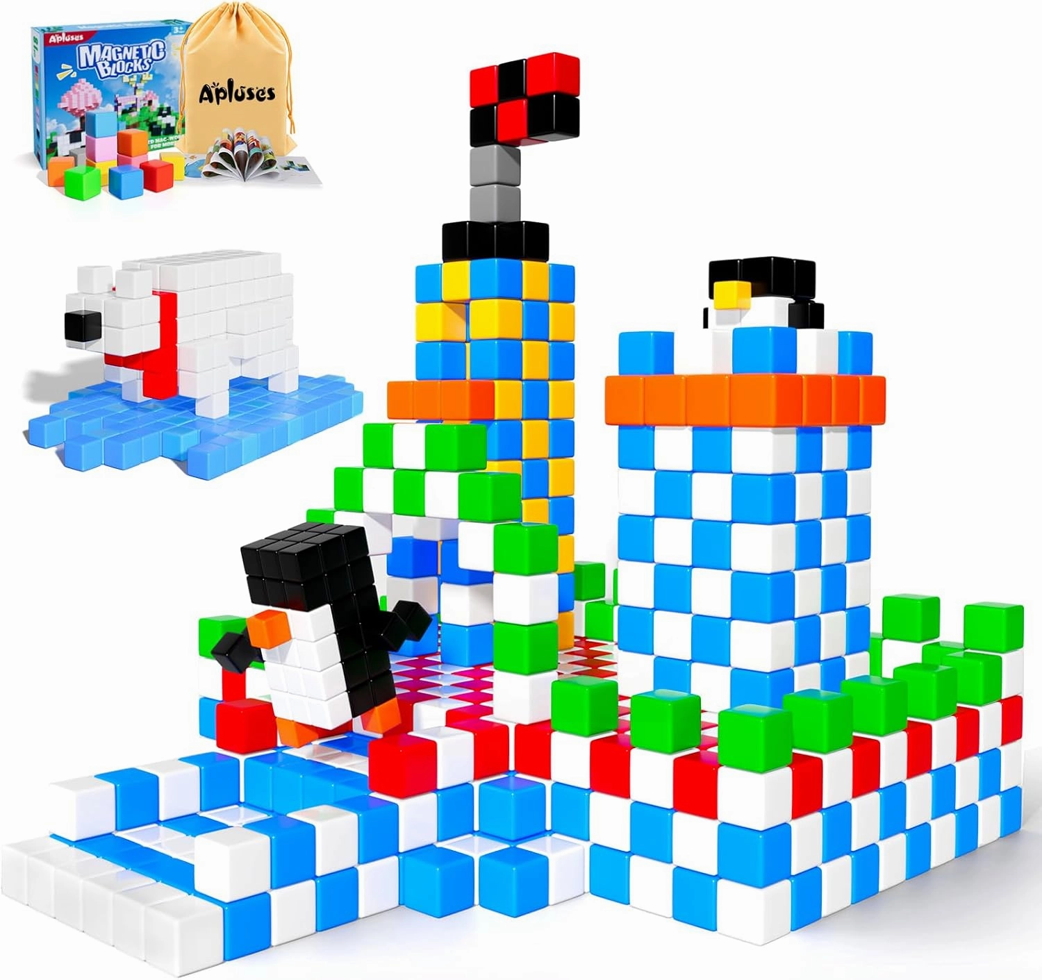 Magnetic Blocks, Magnet Building Toys for Toddlers, Preschool Sensory Autism STEM Toys for 3  Year Old Boys & Girls, Magnetic Cubes as for Kids Ages 3-5 4-8