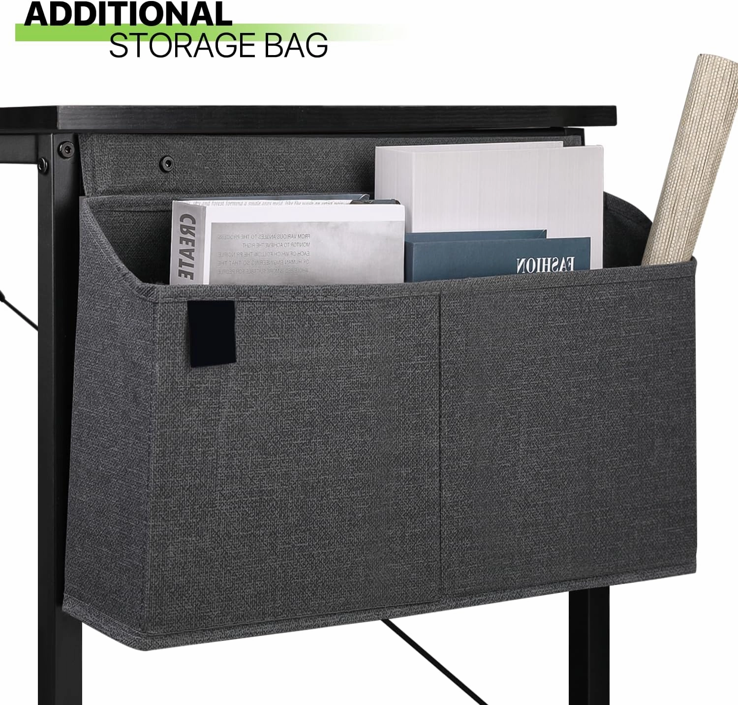 Magshion 40-Inch Computer Desk, Home Office Writing Study Desk with Storage Bag, Modern Simple Laptop Table, Black