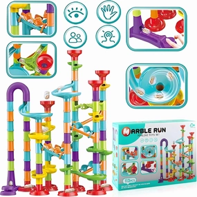 Marble Run Set for Kids 4-8 - 113 Pcs STEM Learning Toy, Construction Building Blocks, Tracks (GD-F19)