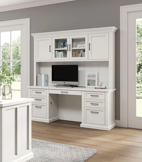 Martin Furniture IMAY682-689KIT Modern Wood Doors and Desk, Hutch and Credenza, Office Storage, Fully Assembled, White