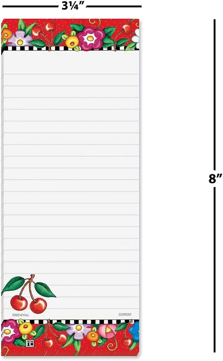 Mary Engelbreit Bright Floral Magnetic Notepad Set – Set of 12 Memo Pads, 6 Designs, 30-Sheet Pads, 3¼ x 8 Inches, Shopping List, to-Do Notes, Printed in The USA, by Current