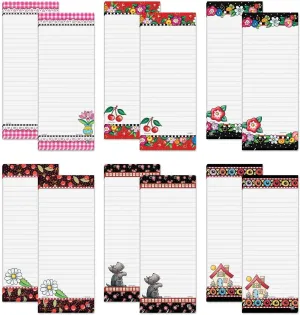 Mary Engelbreit Bright Floral Magnetic Notepad Set – Set of 12 Memo Pads, 6 Designs, 30-Sheet Pads, 3¼ x 8 Inches, Shopping List, to-Do Notes, Printed in The USA, by Current