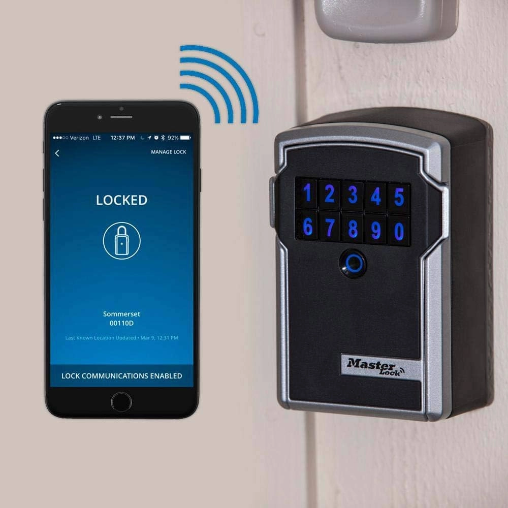 Master Lock Digital Lock Box for Keys with Code, Electronic Wall Mount Key Safe with Bluetooth Connection to iOS/Android App and Sharable Keypad Codes, 3-1/4 Inches Wide, ‎5441EC