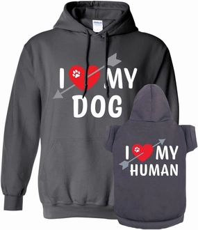 Matching Hoodies for Dogs and Humans - I Heart My Dog I Heart My Human Matching Pet and Owner