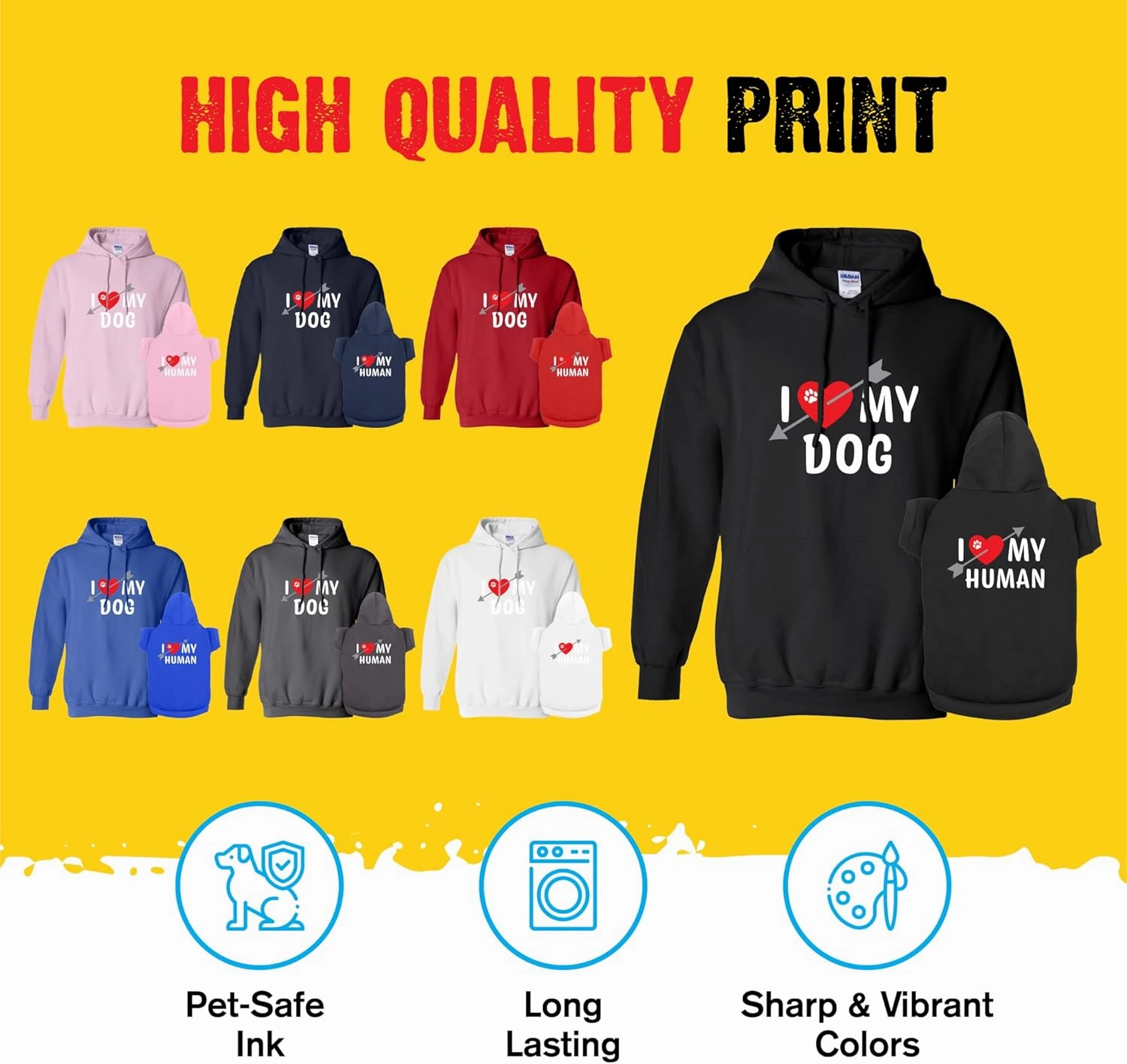 Matching Hoodies for Dogs and Humans - I Heart My Dog I Heart My Human Matching Pet and Owner