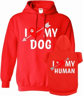 Matching Hoodies for Dogs and Humans - I Heart My Dog I Heart My Human Matching Pet and Owner
