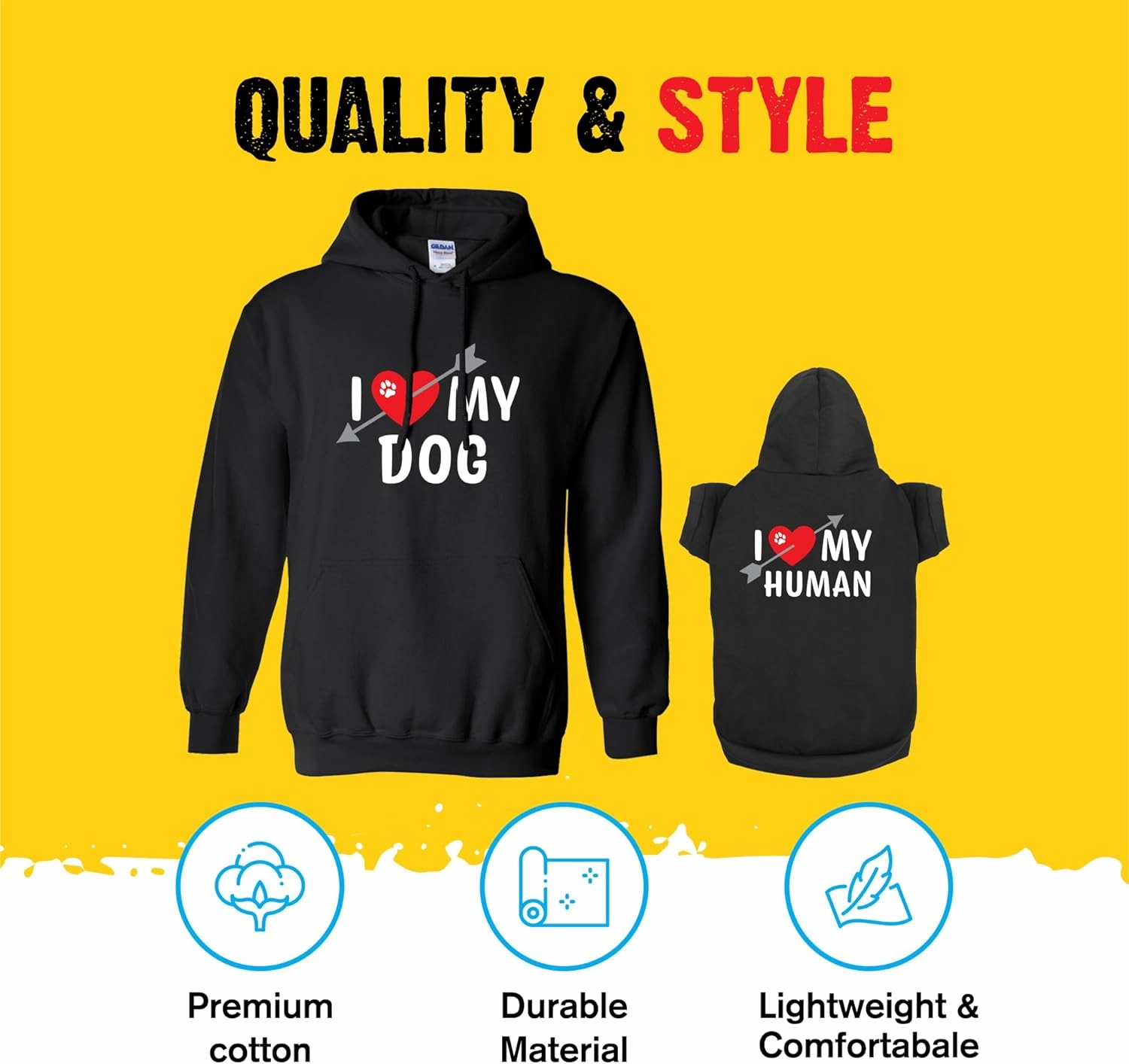 Matching Hoodies for Dogs and Humans - I Heart My Dog I Heart My Human Matching Pet and Owner