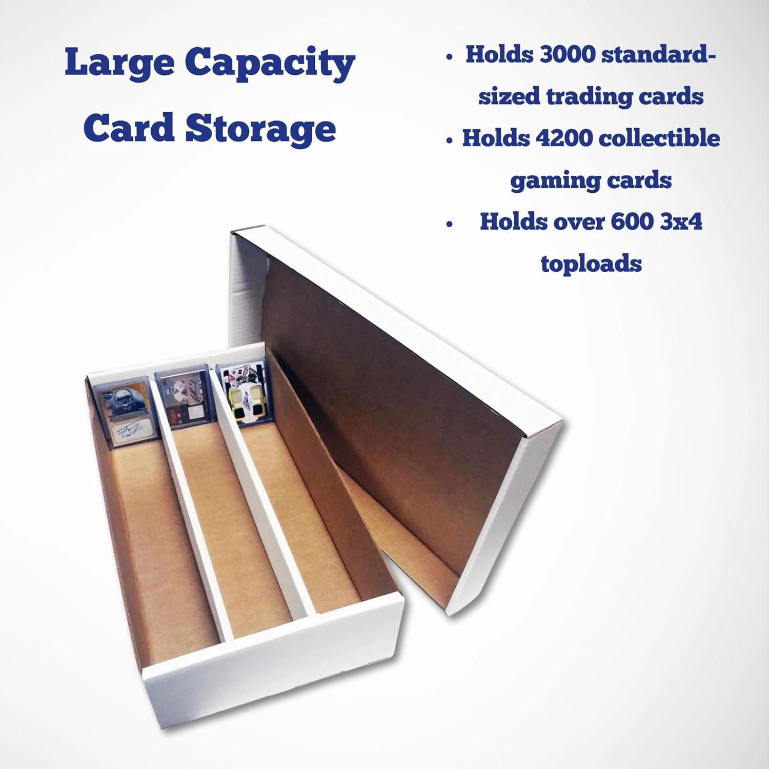 Max Protection (5) Super Shoe Box Card Storage - Durable 3 Row Toploader Card Storage Box - Made in USA with Premium Cardboard - Trading Card Organizer - Holds Toploaders for Safe Collection