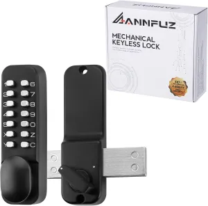 Mechanical Keyless Door Lock with Handle, Keypad Front Door Lever Set with Bolt, Code Door Locks with Keypad,Gate Lock for Warehouse,Single-Side, No Electronic (Matte. Black)