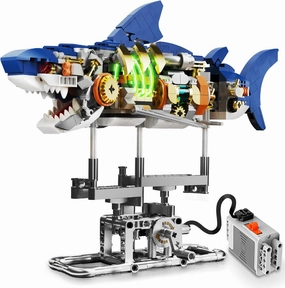 Mechanical Shark STEM Building Set with LED Lights & Motor, 687 PCS Movable Shark Model Kit, Ocean Animals Sea Fish Building Blocks Set - Gift for Adults Teen Kids Boys 6-8, 8-12, 12-14