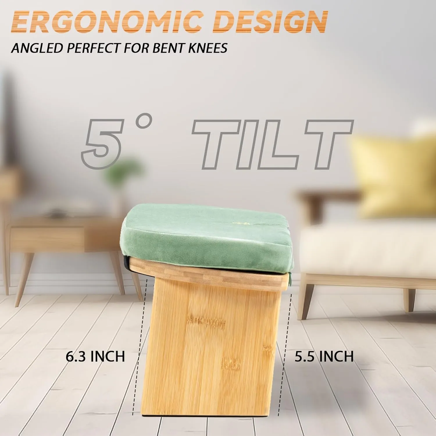 Meditation Bench, Bamboo Meditation Stool, Folding Kneeling Meditation Bench, Seiza Prayer Bench, Prayer Bench with Meditation Cushion, Kneeling Stool (Green)
