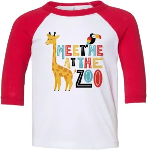 Meet Me at The Zoo Kids Three-Quarter Raglan Sleeve Baseball Shirt Toddler