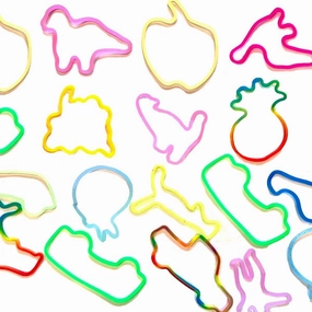 Mega Assortment Fun Bandz - Silicone Bandz Bracelets in a variety of vibrant colors and fun shapes, fun silly Toy for Children (144)