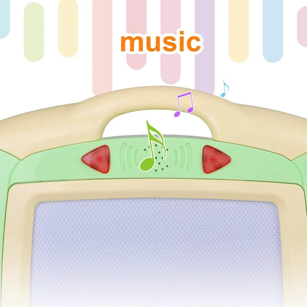 Meland Magnetic Drawing Board - Magna Drawing Doodle Board for Kids Toddlers with Light and Music (Green)