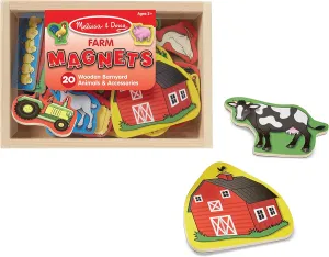 Melissa & Doug 20 Wooden Farm Magnets in a Box Cute Barnyard Animal Fridge Magnets, For Toddlers Ages 2 