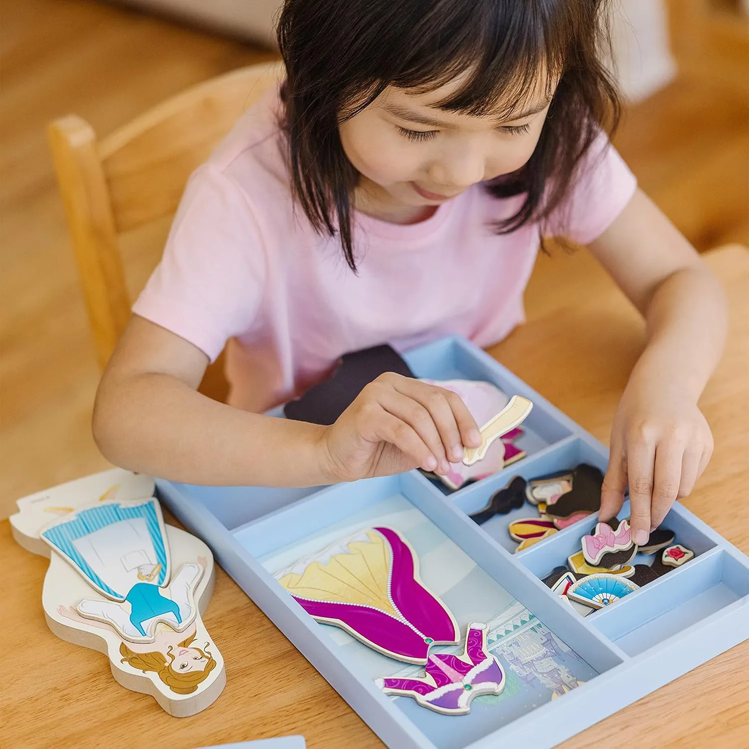 Melissa & Doug Disney Belle Magnetic Dress-Up Wooden Doll Pretend Play Set (30  pcs)