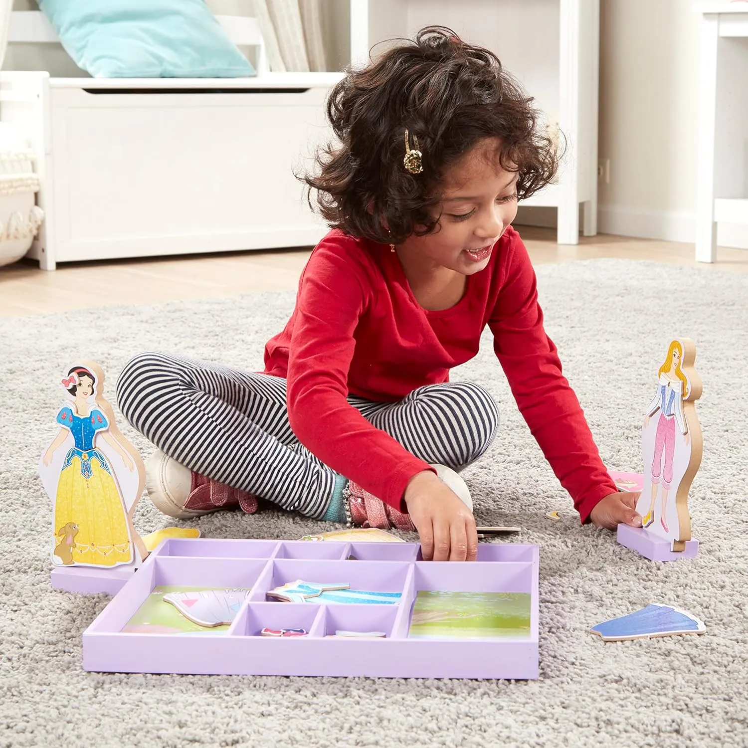 Melissa & Doug Disney Sleeping Beauty and Snow White Magnetic Dress-Up Wooden Doll Pretend Play Set (40  pcs)