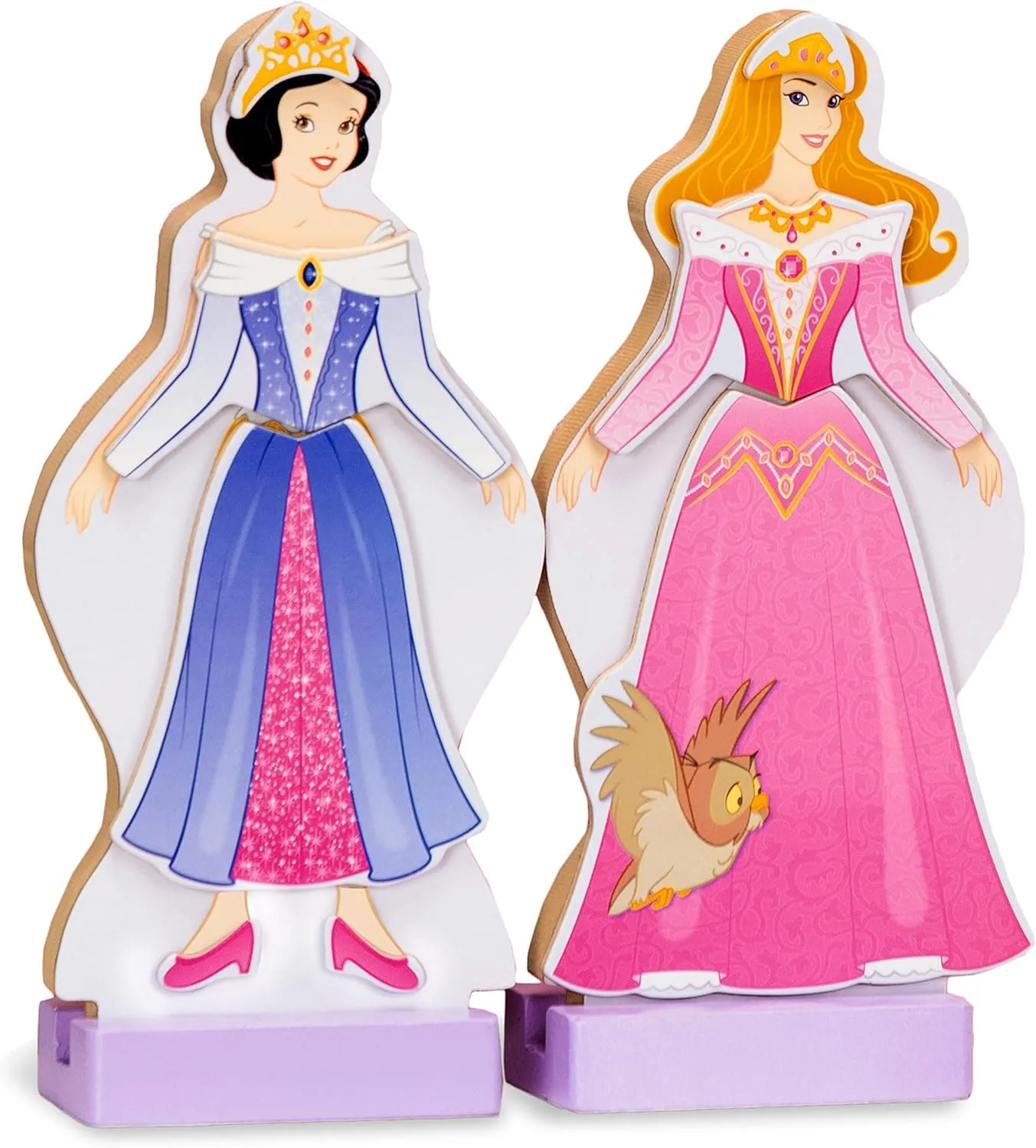 Melissa & Doug Disney Sleeping Beauty and Snow White Magnetic Dress-Up Wooden Doll Pretend Play Set (40  pcs)