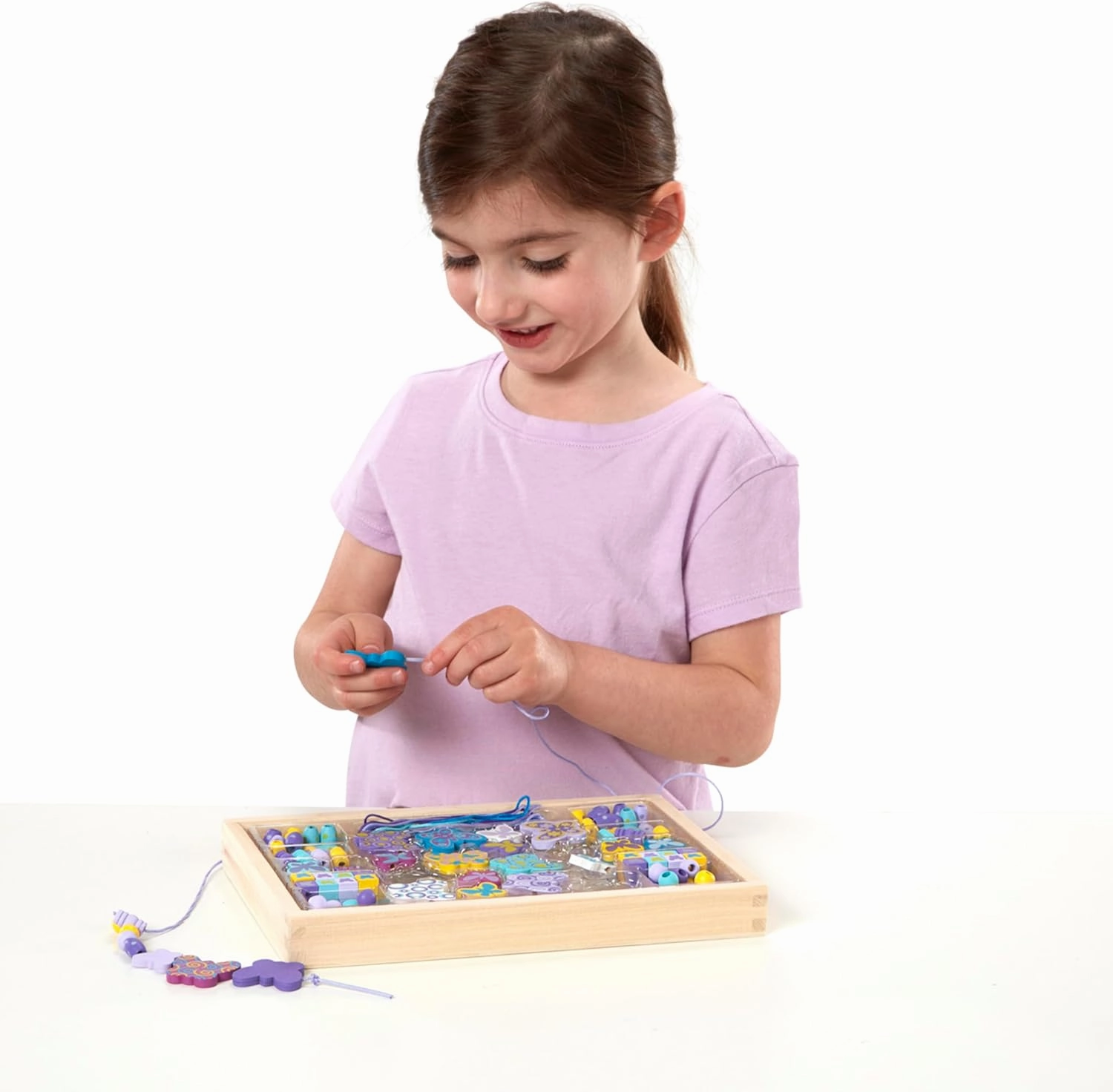 Melissa & Doug Created by Me! Butterfly Beads Wooden Bead Kit, 120  Beads for Jewelry-Making