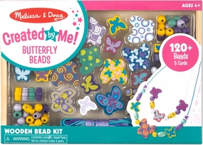Melissa & Doug Created by Me! Butterfly Beads Wooden Bead Kit, 120  Beads for Jewelry-Making