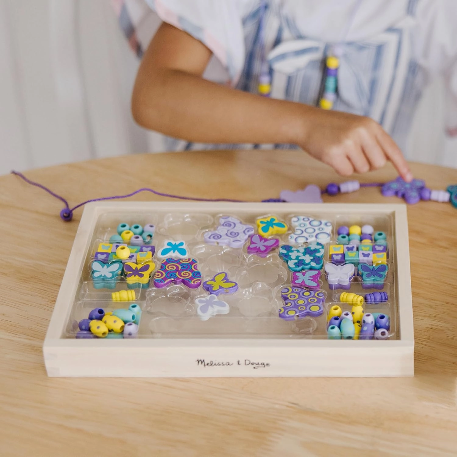 Melissa & Doug Created by Me! Butterfly Beads Wooden Bead Kit, 120  Beads for Jewelry-Making
