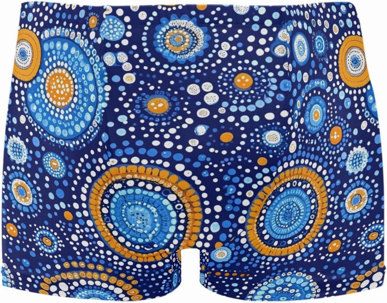 Men’s Square Leg Swim Briefs-Abstract Blue Circle, Athletic Jammers Swimsuit Shorts S