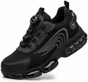 Men's Steel Toe Work Shoes Breathable Lightweight Anti-Smash Anti-Puncture Site Protective Shoes Easy On/Off Swivel Buckle Women's Safety Shoes