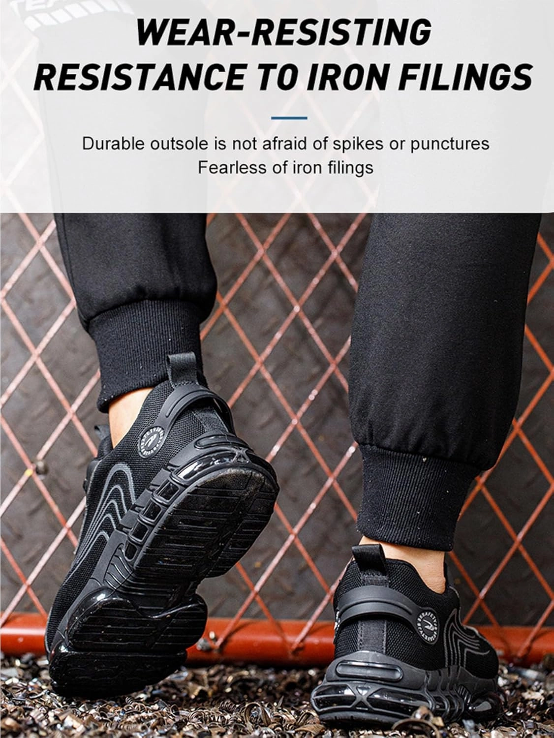 Men's Steel Toe Work Shoes Breathable Lightweight Anti-Smash Anti-Puncture Site Protective Shoes Easy On/Off Swivel Buckle Women's Safety Shoes