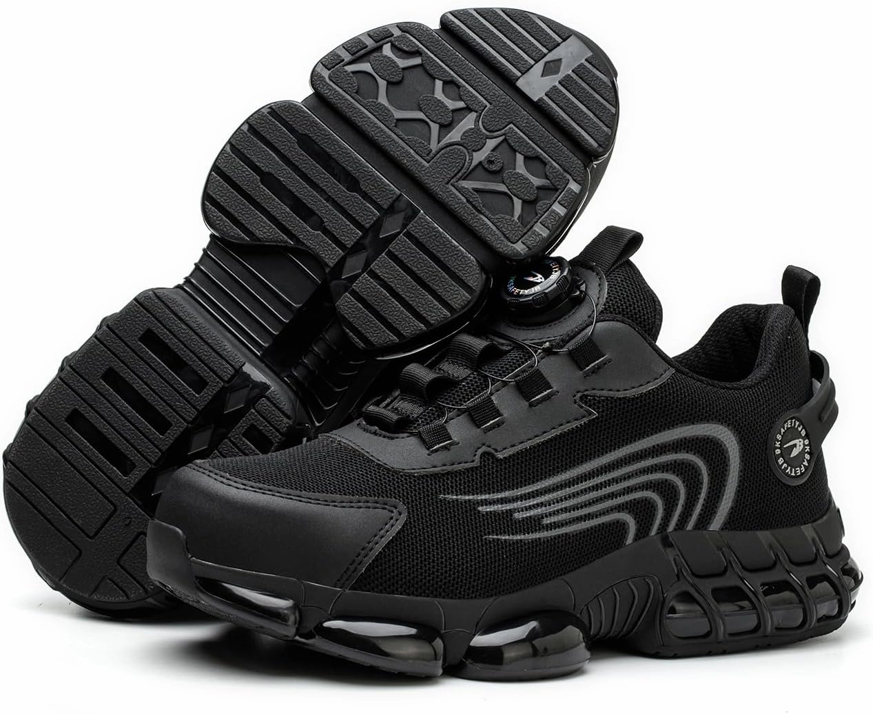 Men's Steel Toe Work Shoes Breathable Lightweight Anti-Smash Anti-Puncture Site Protective Shoes Easy On/Off Swivel Buckle Women's Safety Shoes