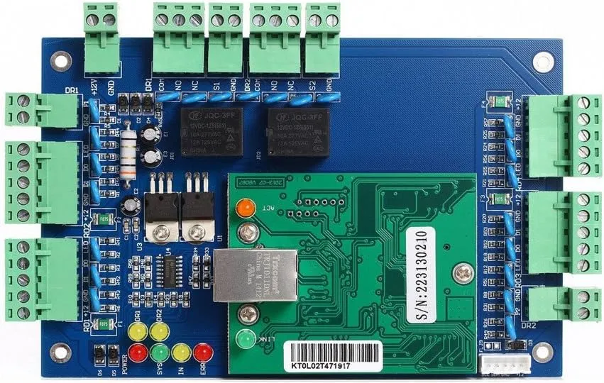 MENGQI-CONTROL 2 Door Access Control Board System 110-240V Power Supply Box North American ANSI Electric Strike Lock RFID Reader Enroll USB Reader RFID Card & Key Fobs,Phone APP Remotely Open Door