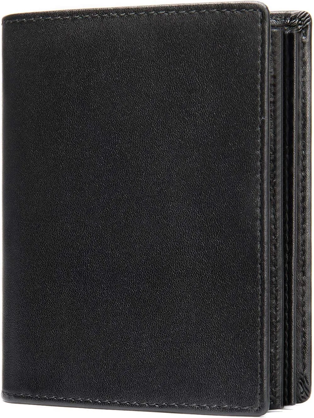 Mens Leather Bifold RFID Vertical Wallet Extra Large Capacity Card Holder with 16 Slots and ID Window