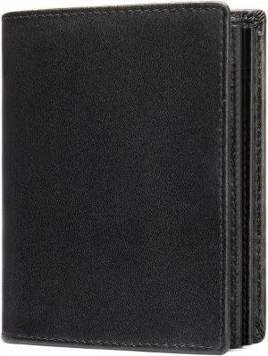 Mens Leather Bifold RFID Vertical Wallet Extra Large Capacity Card Holder with 16 Slots and ID Window