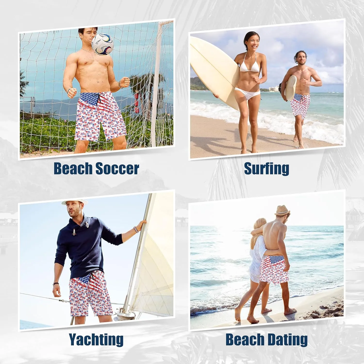 Mens Swim Trunks Quick Dry Board Shorts with Mesh Lining, Breathable Surf Beach Shorts Swimwear Bathing Suits