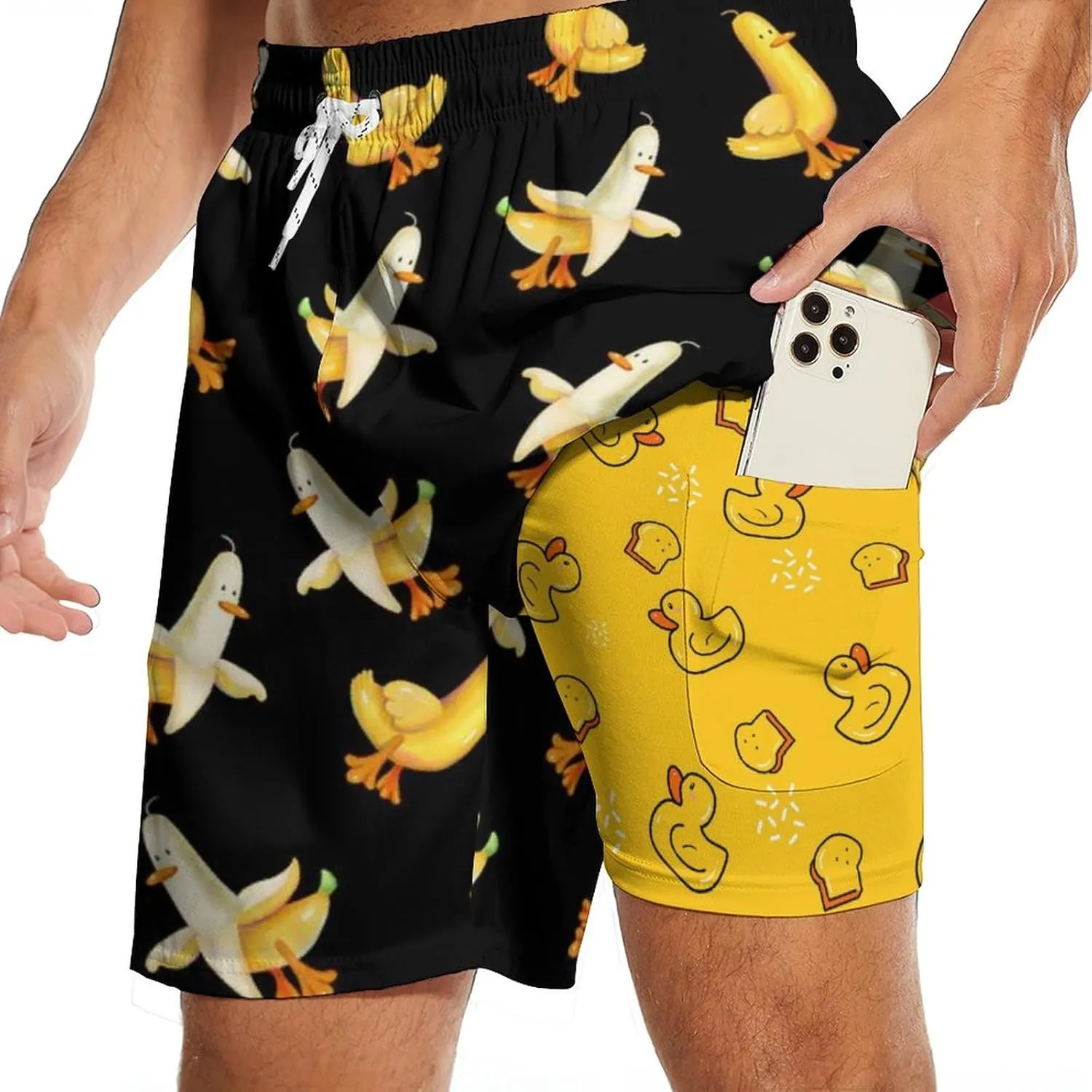 Mens Swim Trunks with Compression Liner 2 in 1 Quick-Dry Swim Shorts Men Board Shorts Swimwear for Swimming Beach